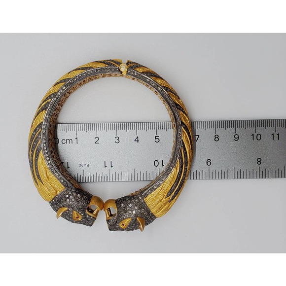 Silver Lion Bangle with Diamonds - Picture 6 of 9